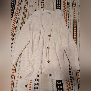 Free Assembly Elegant Cream Button-Up Cardigan